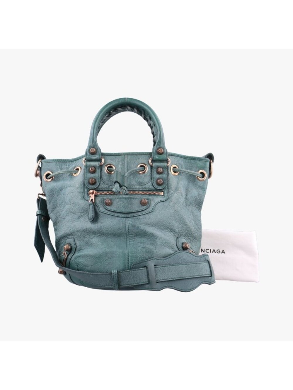 Balenciaga Mini Pom Green Lambskin